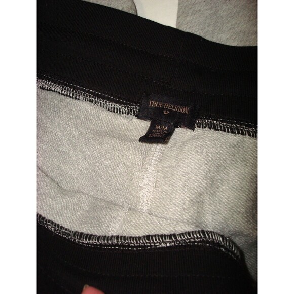 New Womens Designer True Religion Sweat Pants Gray Jogger Logo Black M Pockets - Picture 4 of 4